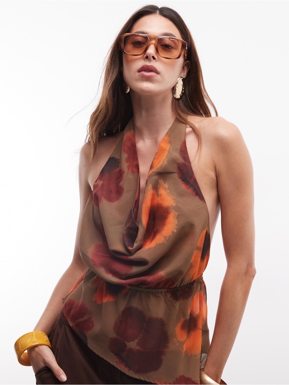 NWT Cowl neck floral mesh top - Picture 2 of 2